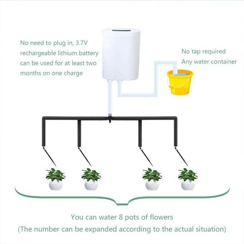 Système de minuterie de pompe à eau de jardin intelligent Contrôleur de pompe d'arrosage automatique rechargeable Plantes d'intérieur Dispositif d'irrigation goutte à goutte 210610