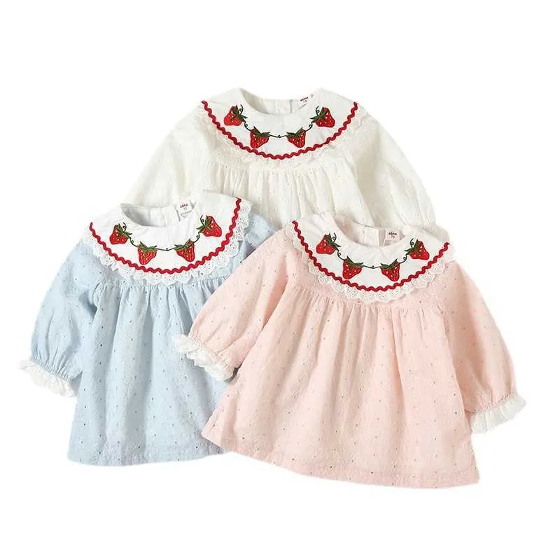 Mädchen Prinzessin Kleider für Kleinkind Kinder Erdbeere Stickerei Kleider Baby Robe Kinder Geburtstag Party Kleid Mädchen Vestidos 210615