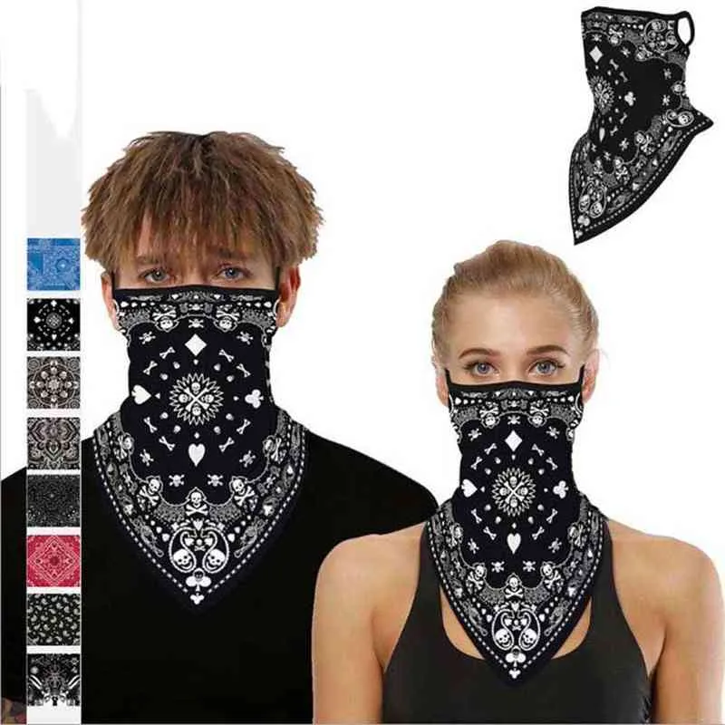 Unisex Uomo Donna Sciarpa il viso Bandana Passanti le orecchie Passamontagna il collo Ghette il collo Stampata digitale Sciarpa avvolgente sottile antivento Y1229