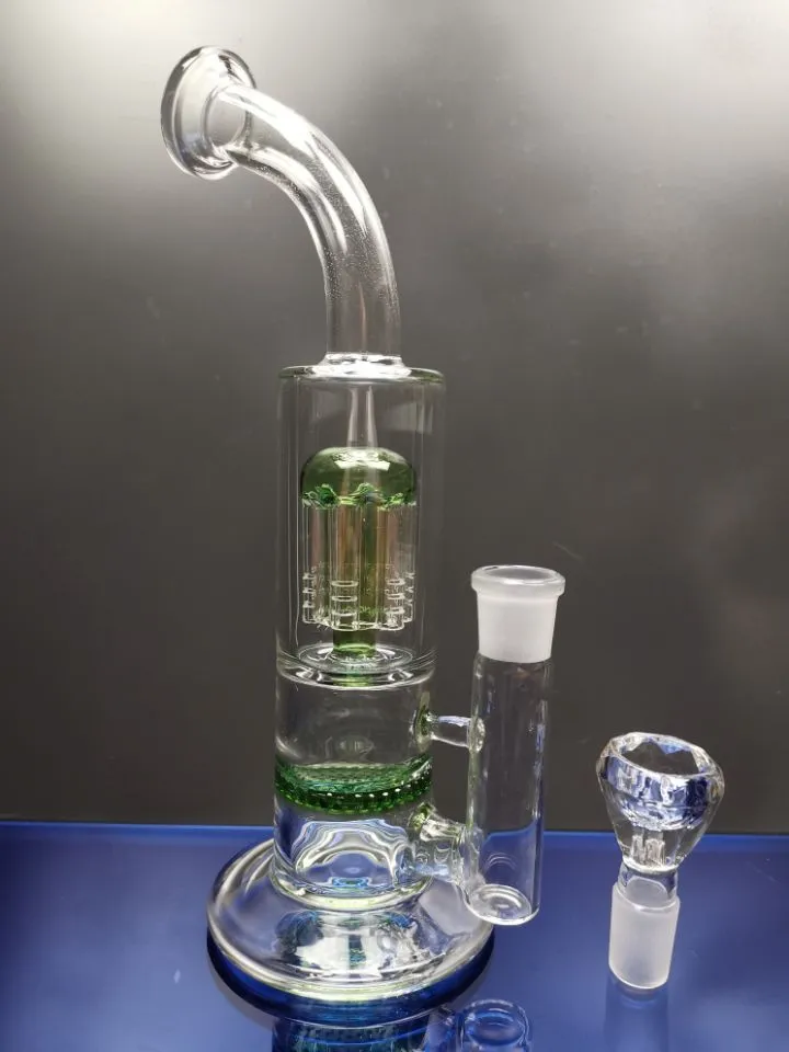 11"Tall glass bong hookahs with arm and Honeycomb percolate thick oil rig smoking pipes joint 18.8mm female zeusartshop