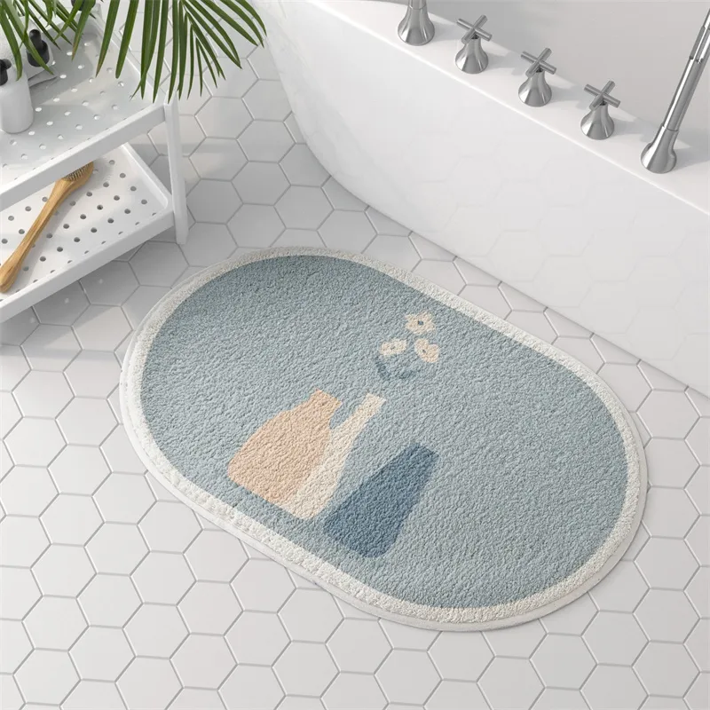 Morandi Shower Mat Microfiber Bathtub Side Floor semicircle Entrance Mats Toilet Pet Rugs Doormat Bathroom Tapis Salle De Bain 220301