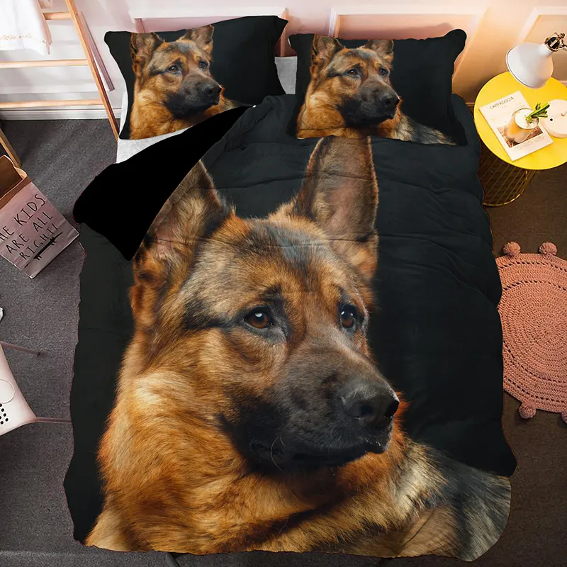 Euro Size Pet Dog Bedding Set German Shepherd Animal Dekbedovertrek 2/3 Stks Beddengoed Kussensloop Quilt Trooster Covers 210309