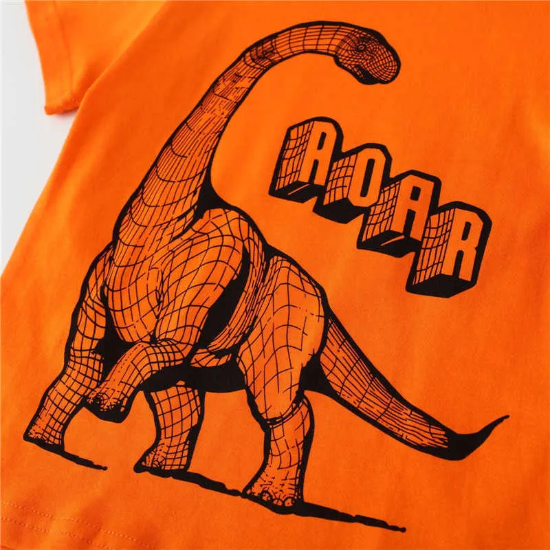 Saut mètres dinosaures t-shirts pour garçons filles vêtements d'été 100% coton animaux imprimer mignon bébé vêtements t-shirts hauts 210529