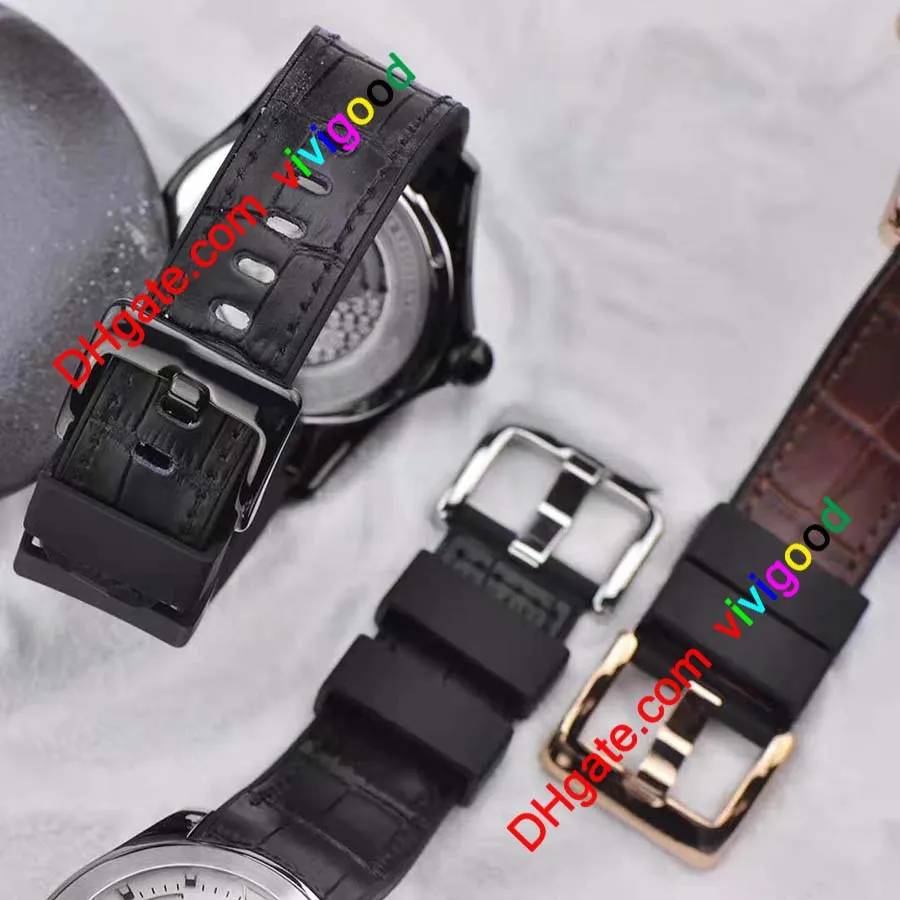 Nowy zegarek bąbelkowy 3 kolorowy automatyczny zegarek męski z randką czarne skórzane paski 279p