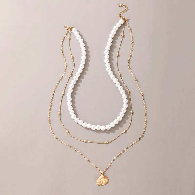 Collier avec pendentif en pierre de perle pour femmes, chaîne d'été en forme d'étoile et de cœur, ras du cou, Bracelet bohème, bijoux de déclaration, cadeau