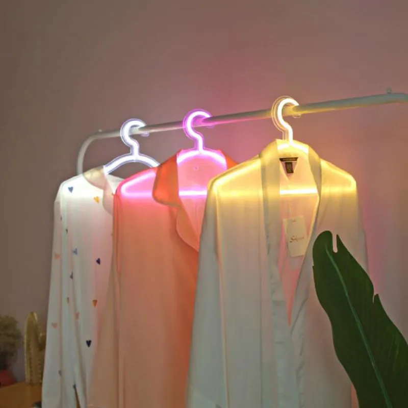 LED Neon Işık Giysileri Standı Askı Gece Lambası USB Powered Xmas Hediye Yatak Odası Düğün Giyim Mağazası Sanat Duvar Dekorasyonu için