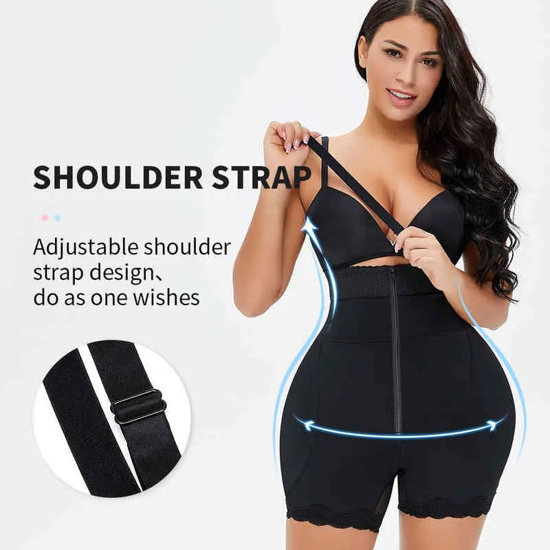 Butt Lifter Shapewear Full Body Shaper Intimo Natiche finte Lingerie Hip Pads Enhancer Shapwear Brevi cinghie Vita più sottile 211218