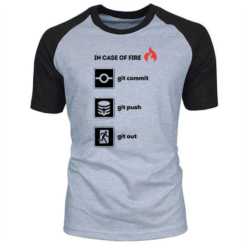 夏の100％コットントップクオリティ面白い首のプログラマーシャツ - 火のgit commitの場合、グラフィックTシャツEUサイズ210629