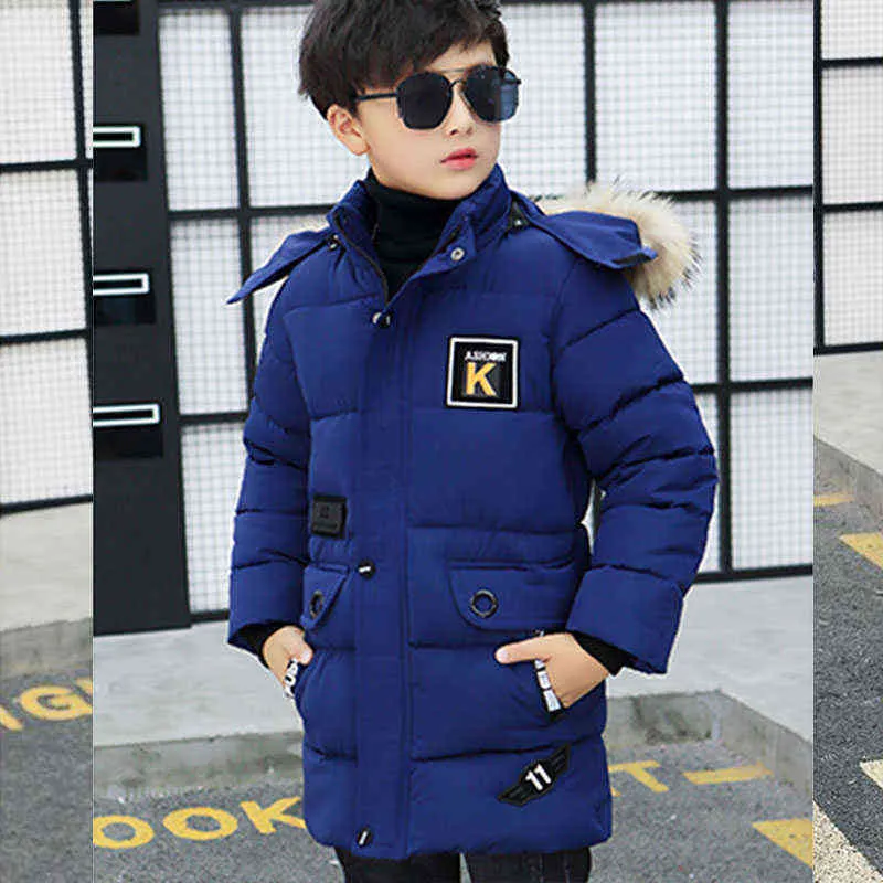 Kid Winter Jacket Boy Play i parken 9 Barnkläder 13 Coats 14 Ytterkläder 15 Tjock bomull Hooded-30 grader 211203