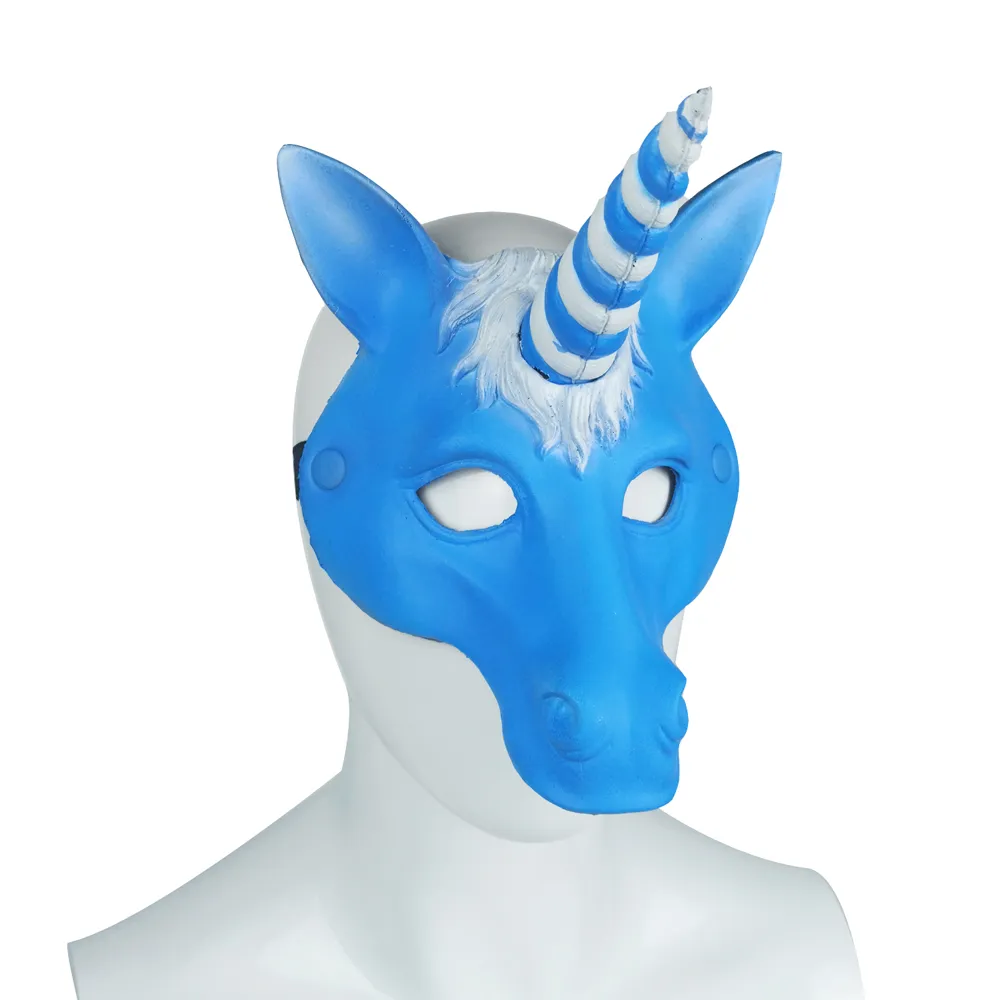 Kot Joker Halloween Karnawał Dorośli Cosplay Soft PU Piana Zwierzę Zdejmowane Róg Unicorn Maska