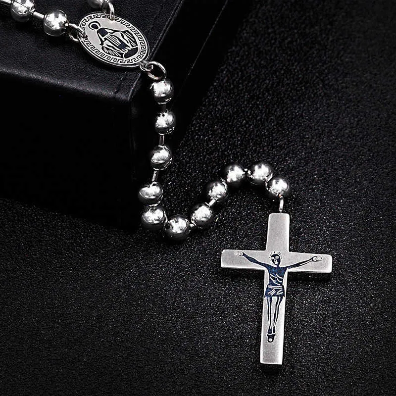 Man039s Luxury Steel Catholic Rosary Charm Collier Pendent Center Pieconnecteurs Christmas Religious Goods 2106213336135