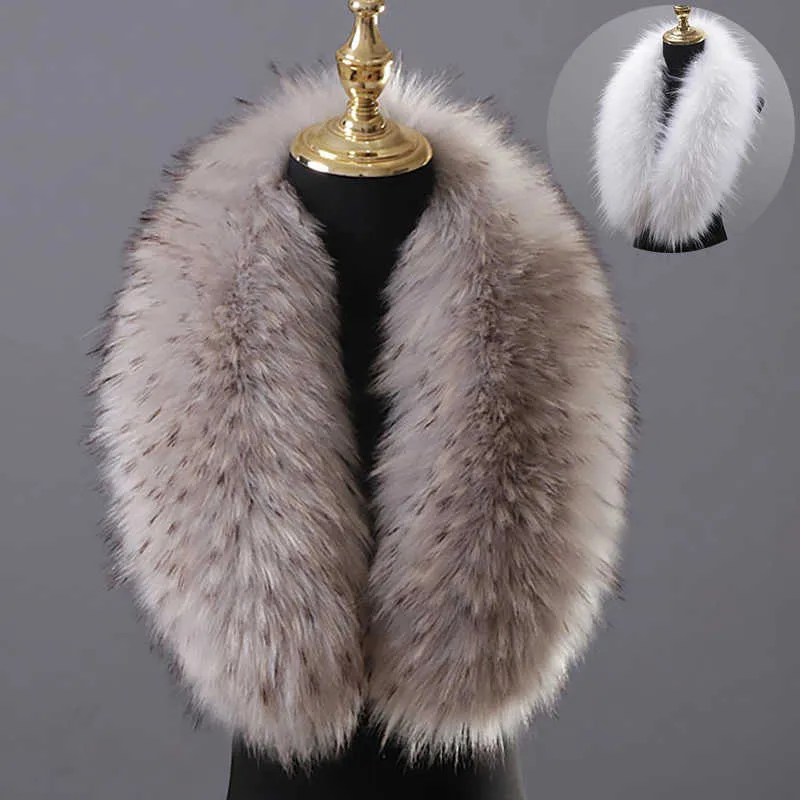 Inverno Grande Collo di Pelliccia di Volpe Finta Cappotto di Pelliccia Finta Sciarpe di Lusso Donna Uomo Giacche Cappuccio Scialle Decorazione Collo Femminile Collare Avvolge H09232918865