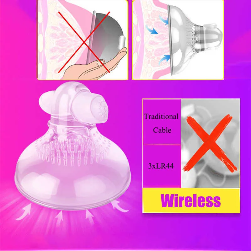 Massage Items Wireless Strong Sucker Nipple Vibrator Massage Breast Stimulator Enlargement Pump Females Masturbation Sex Toy for Woman