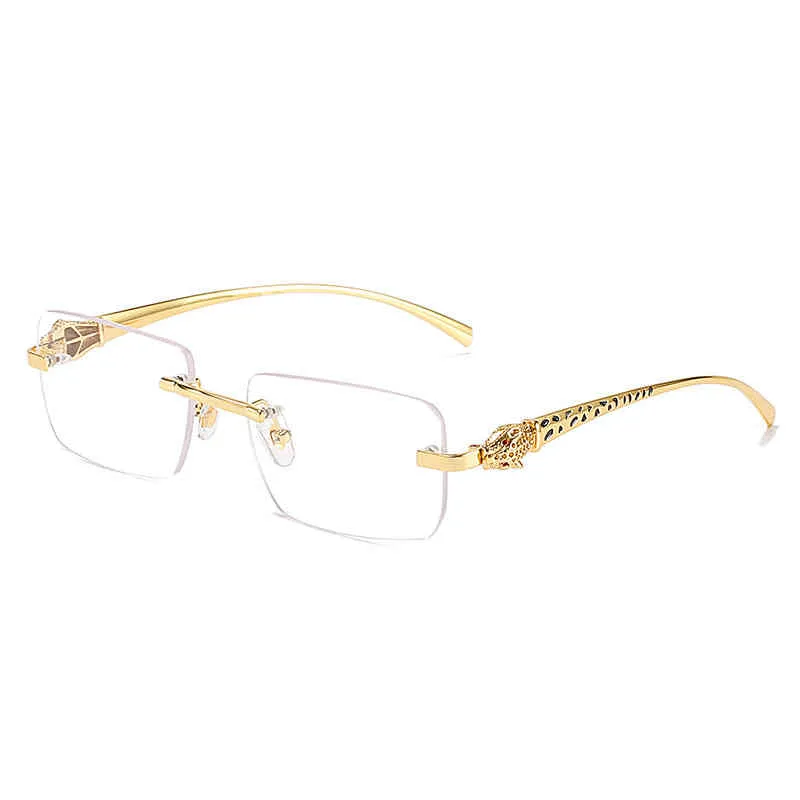 2024 Fashion Off Luxury Designer Nya herr- och kvinnors solglasögon från Stereo Head Metal Square Frameless Fashion Glasses