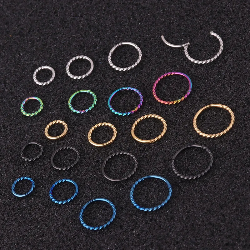 1 st Rvs Twist Hoop Neus Stud Ring Oorbellen Scharnierende Segment Septum Clicker Neus Lip Ring Hoop Helix Piercing Sieraden