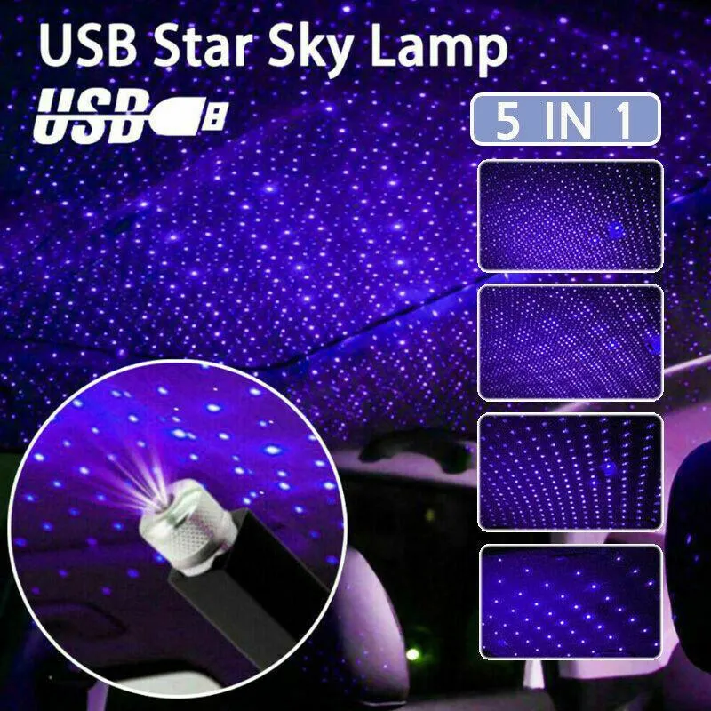 سيارة سقف سقف النجمة الداخلية LED Starry USB Auto Decoration Night Laser Atmosphere Ambient Projector Decor