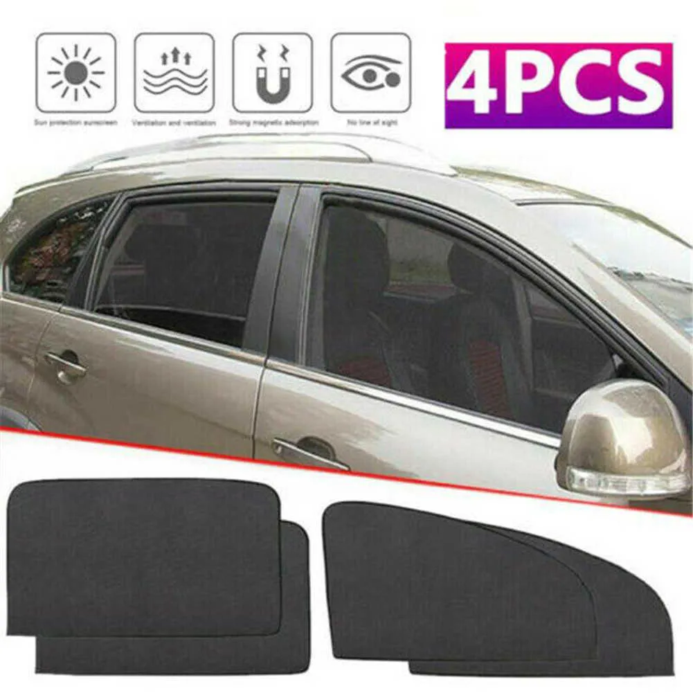 4 stks Magnetische Auto Side Front Achterruit Zonnescherm Cover Mesh Shield UV-bescherming Zwart Auto Exterieur Onderdelen Auto Sun Shade