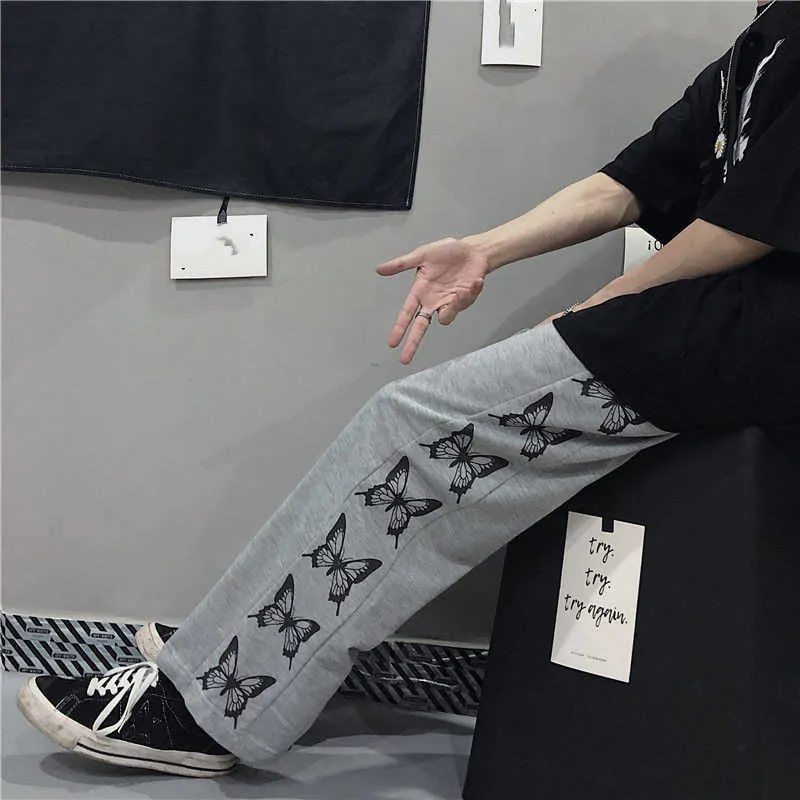Calças de verão Calças Mulheres Gótico Streetwear Perna Oversize Hip-hop Harajuku Femme Pantalon Vintage Estética Escuro 210925
