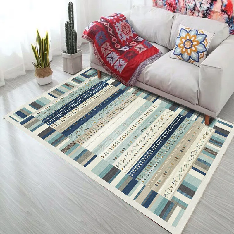 페르시아 기하학 스타일 카펫 거실 침실 학습 사각형 영역 러그 Boho Tapis 소프트 매트 120x160cm 210330