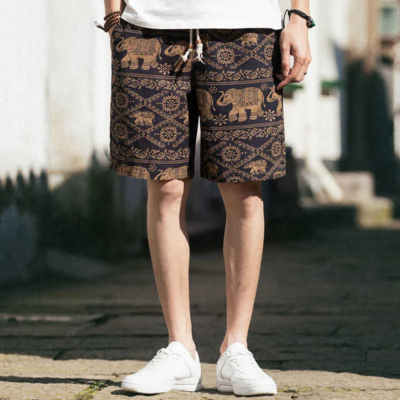 Strand Shorts Mannen Zomer Hawaï Linnen Losse Rechte Comfortabele Trekkoord Casual Hip Hop Homme S M-5XL 210716