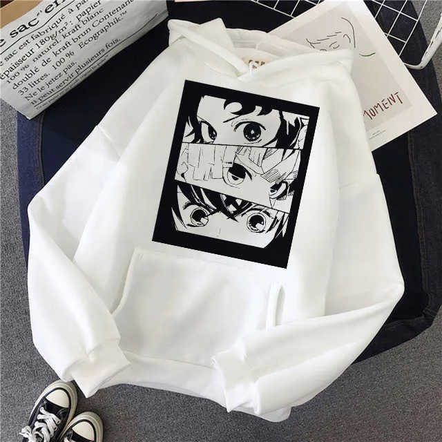 Demon Slayer Kimetsu No Yaiba Mannen / Dames Hoodies Anime Unisex Harajuku Esthetische 90s Sweatshirt Ulzzang Grafische Casual Male Hood H0909