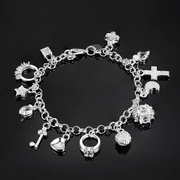 Bijoux de créateurs de luxe femmes hommes bracelets hommes 925 bracelets en argent sterling amour glacé croix coeur charme bracelet2324