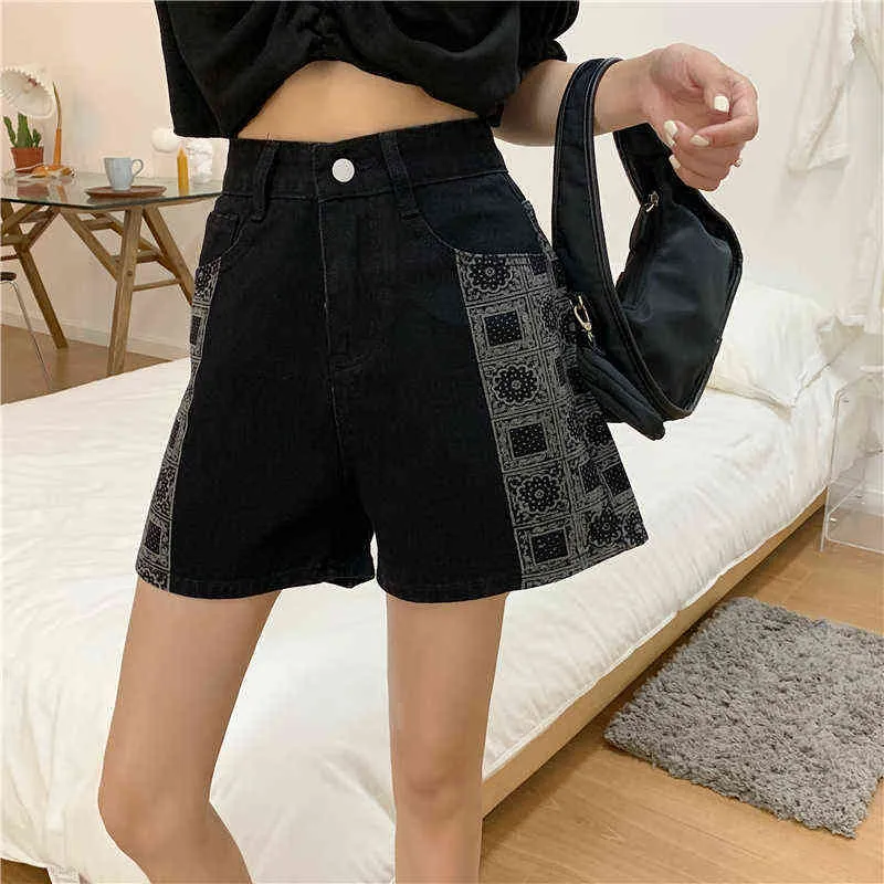 Large Shorts Black Jeans zipper women 2022 new summer fashion versatile straight tube High Waist Wide Leg hot pants Y220311