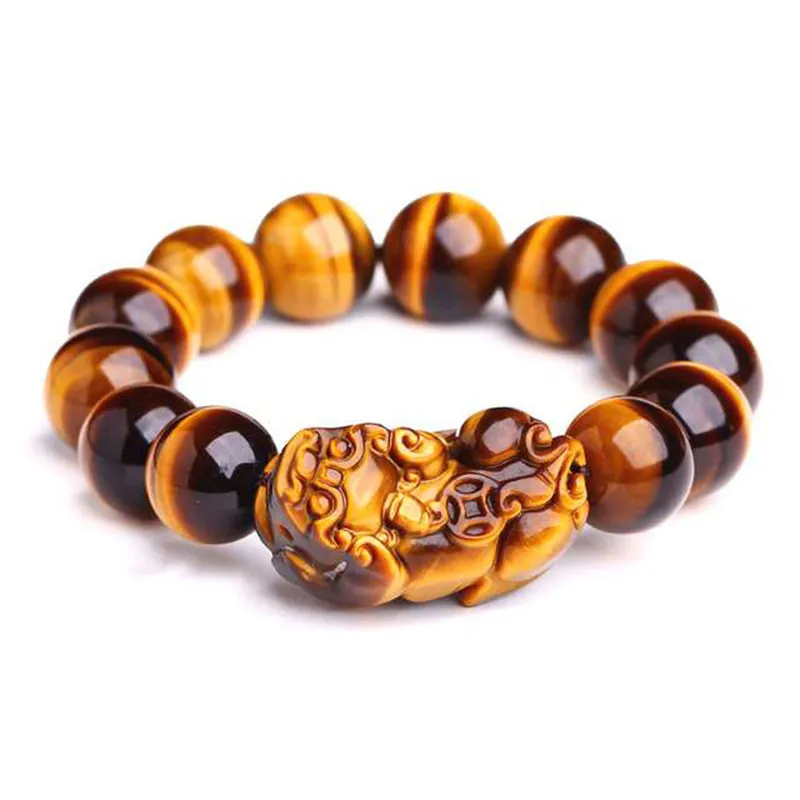 Kyszdl alta qualidade 5a tigre olho corajoso pixiu braceletsbangles na moda pulseira de pedra natural para mulheres famosas marca homens jóias