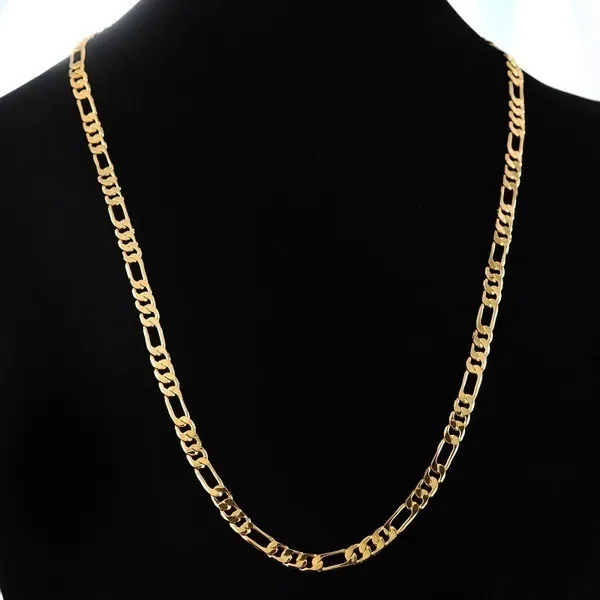 24K Gold Platinum Plated Chain Necklace 4 5mm Men's NK Links Figaro 20 Inches 50cmsize 20''24 '' Color253e