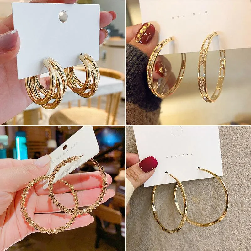 Cuelga la lámpara pendiente del aro del círculo de la moda 2021 pendientes geométricos grandes del color del corazón redondo del oro para las mujeres gota femenina moderna Je277P