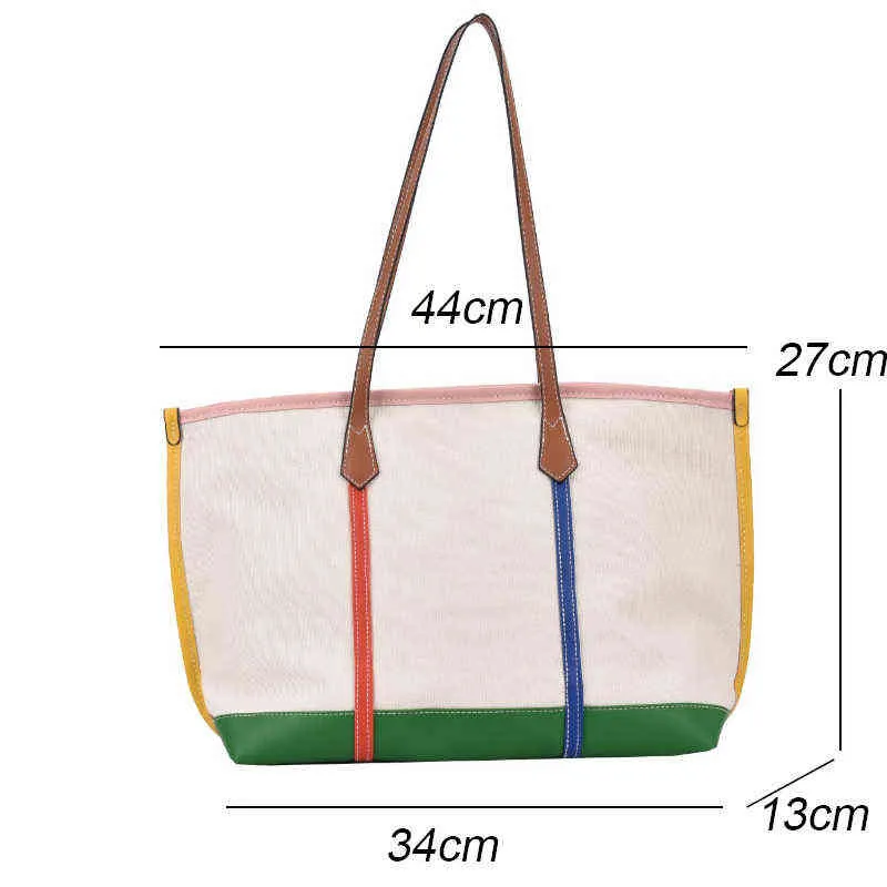 Sacos de compras Moda Tela com painéis de lona casual para mulheres grandes bolsas de ombro bolsas de desenhador SAC Eco-friendly SAC A Main Bolsas220307