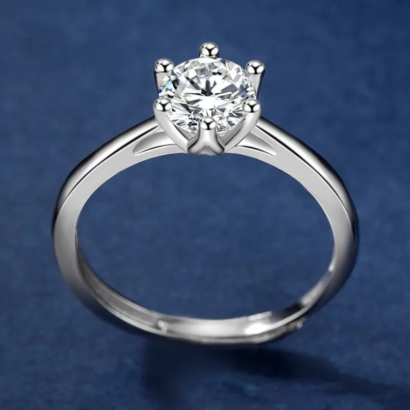 Beste Verkäufe Europäischen und Amerikanischen S925 Silber Überzogene Platin Moissanit Diamant Verlobungsring Glatte Elegante Weibliche schmuck