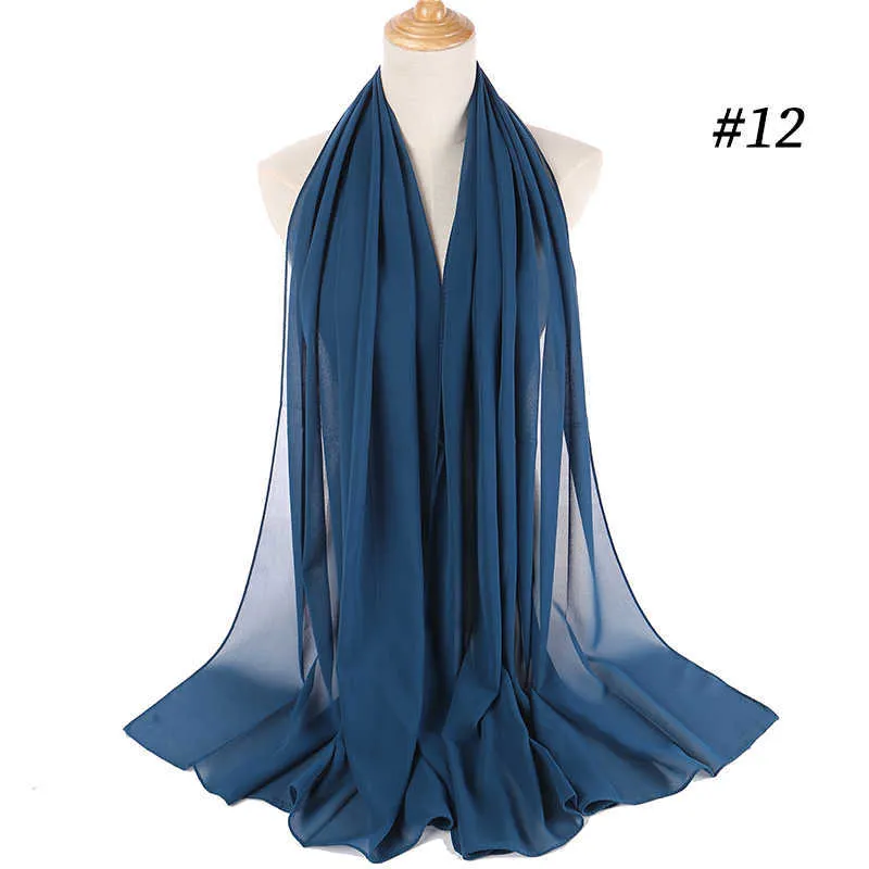 10 pz/lotto Commercio All'ingrosso Hijab Musulmano Chiffon Sciarpa Fascia Morbida Pianura Scialli Avvolge Foulard Islamico Foulard Femme Stole Q0828