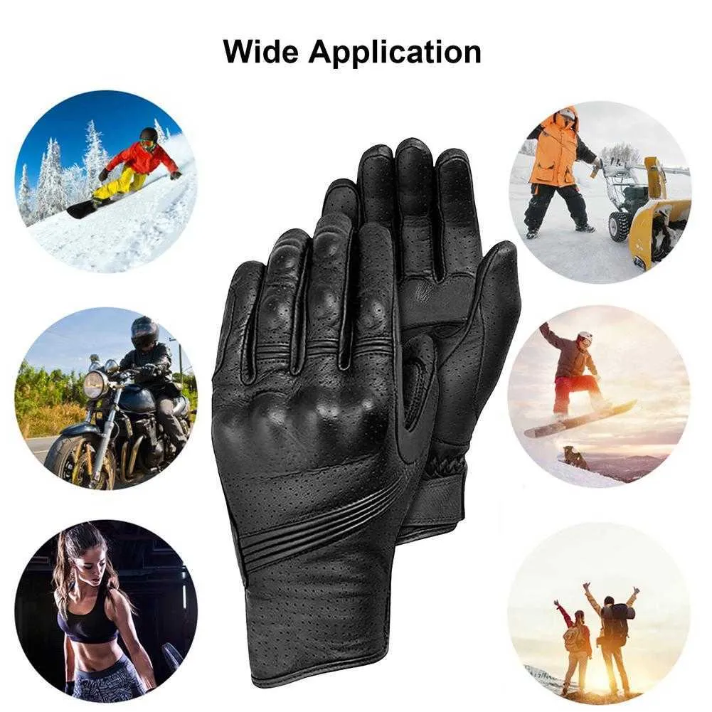 Männer/Frauen Motorrad Handschuhe Schaffell Moto Reiten Handschuhe Vintage Schwarz Radfahren Handschuhe Off-Road Racing Ausrüstung H1022