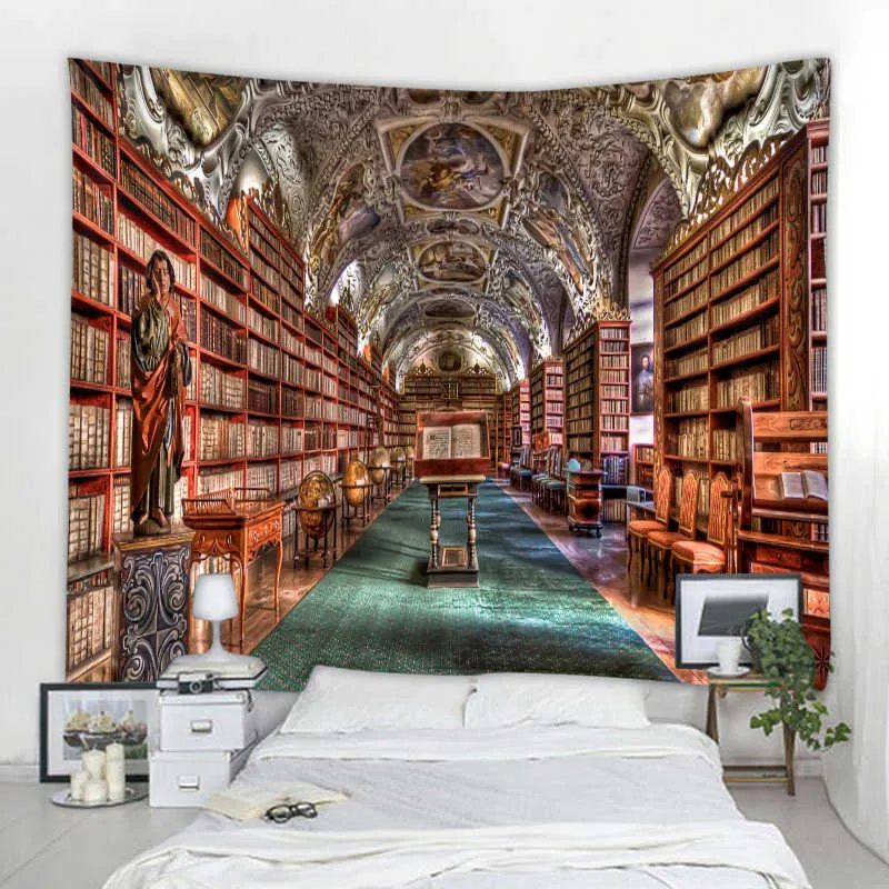 Biblioteca 3D Arazzo Indiano Mandala Arazzo Appeso a parete Arazzi Boho Camera da letto Tappeto da parete Divano Coperta 6 Dimensioni 210609
