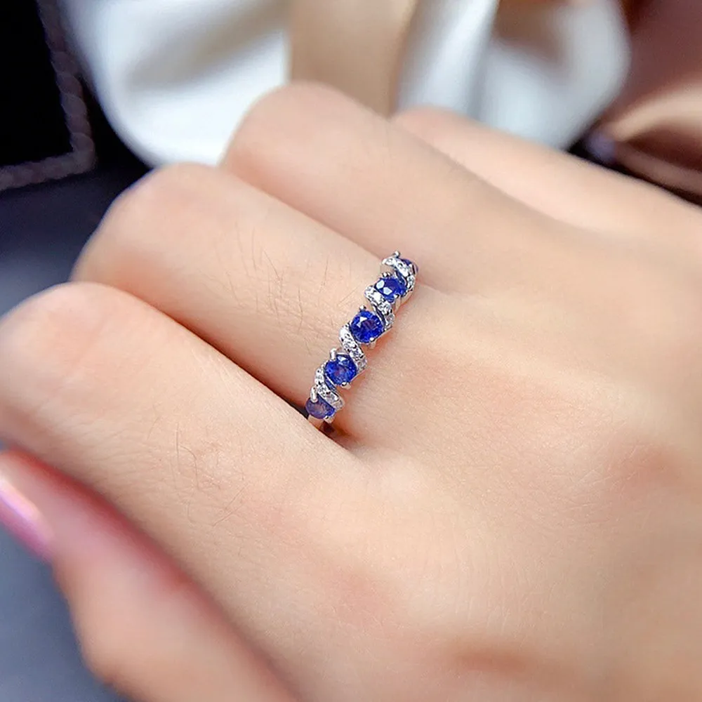 Fashion Chic Small Blue Crystal Topaz Gemstones Zircon Diamonds Rings for Women Girl White Gold Silver Color Jewelry Bijoux Gift1710427