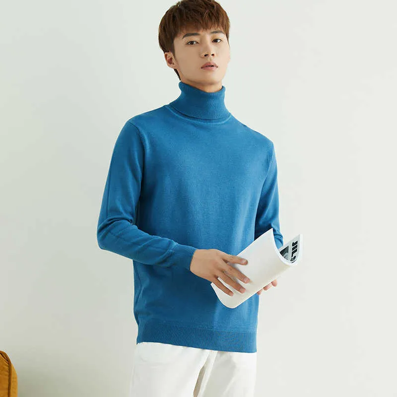 i risvolto alto maglione di cashmere da uomo autunno e inverno caldo maglione lavorato a maglia 2020 nuovo maglione rosso bianco blu grigio di alta qualità Y0907