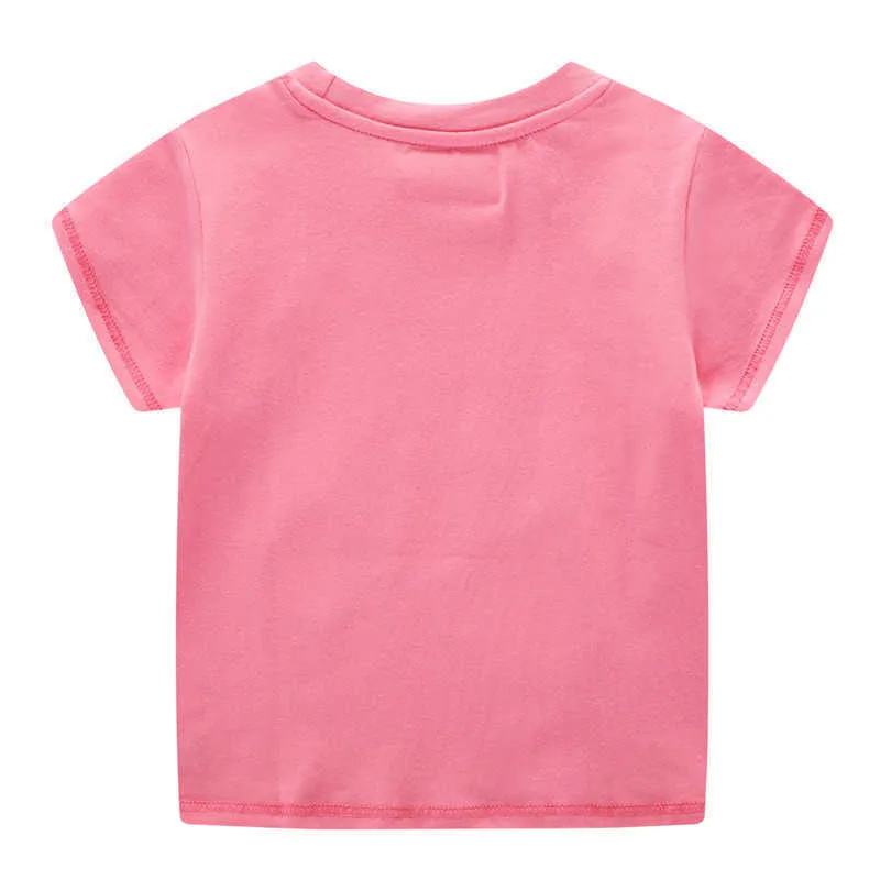 Metri di salto Arrivo Stampa Unicorni Ragazze T-shirt T-shirt estive bambini in cotone Top 210529