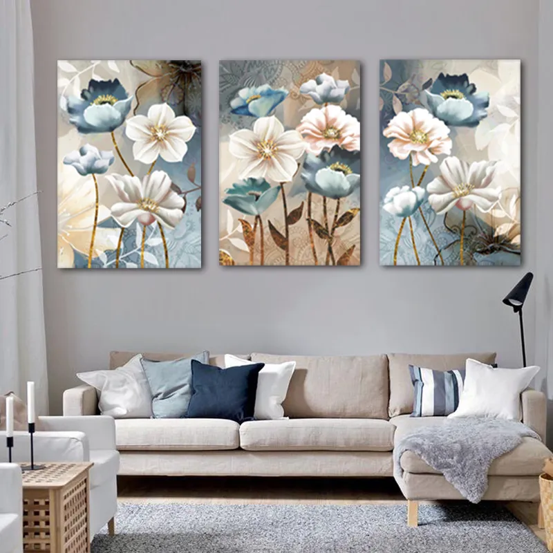 Pittura astratta su tela Poster di fiori Immagini scandinave di arte della parete soggiorno Decorazioni la casa moderne Piante Quadros Stampe
