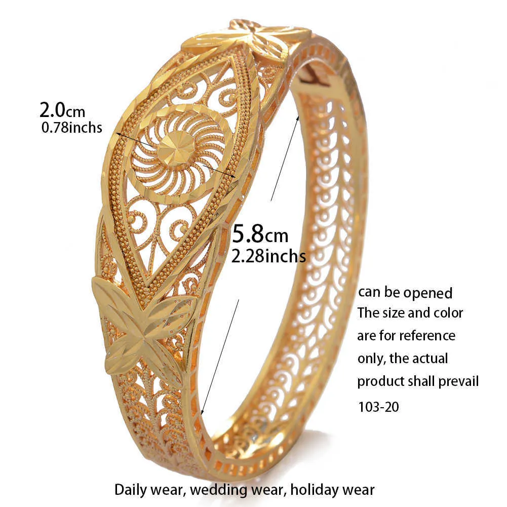 4 sztuk/zestaw 24K dubaj bransoletki w kolorze złotym dla kobiet etiopia bransoletki bransoletki afryka Arabia saudyjska biżuteria ślubna Party prezent 210918
