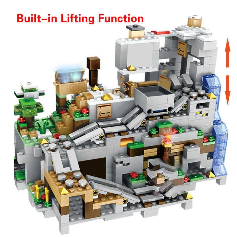 Nowy 1315 sztuk kompatybilne klocki Mountain Cave Village figurki moduł cegły zabawki dla dzieci Q0723
