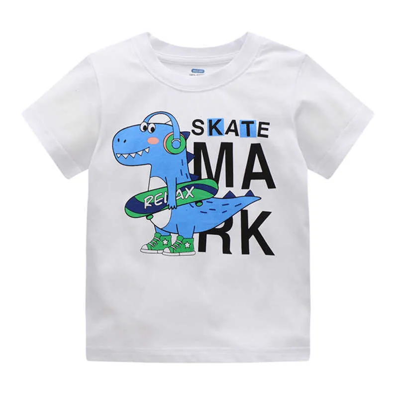 Springende meters witte baby t-shirts met ruimte man print mode jongens meisjes voor zomer kids ees ops kostuum 210529