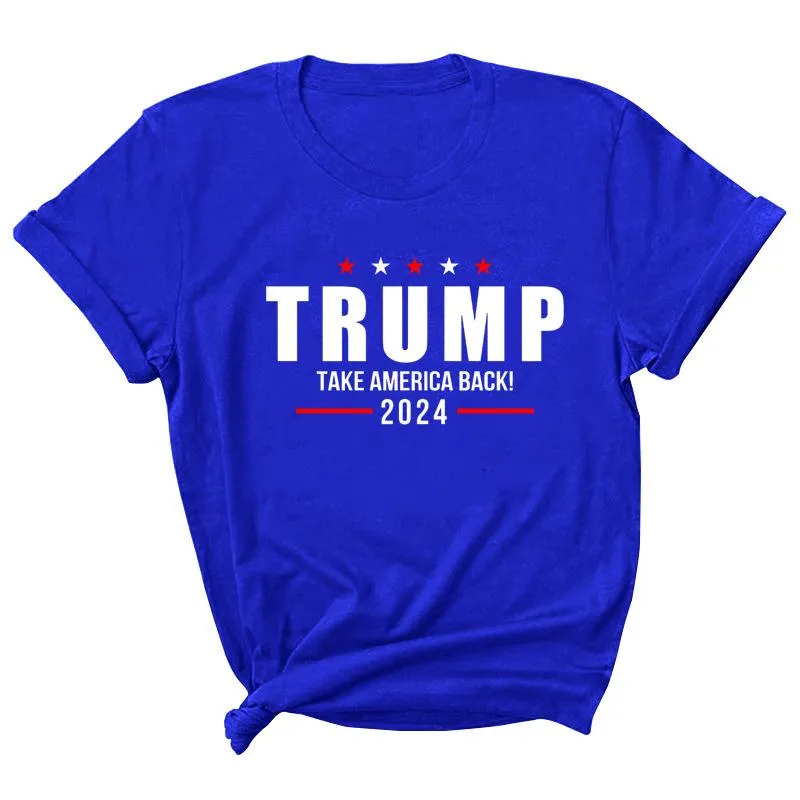 15 estilos Trump 2024 Camiseta con estampado de letras Camiseta de cuello redondo Casual EE. UU. Elección presidencial Trump Suéter de manga corta