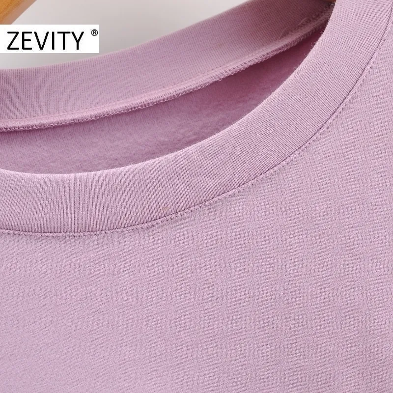 Zevity Women Fashion Bufles de manga longa casual Sweetshirts femme Basic o Neck Loisure Hoodies Chic Pullover Tops S403 201203