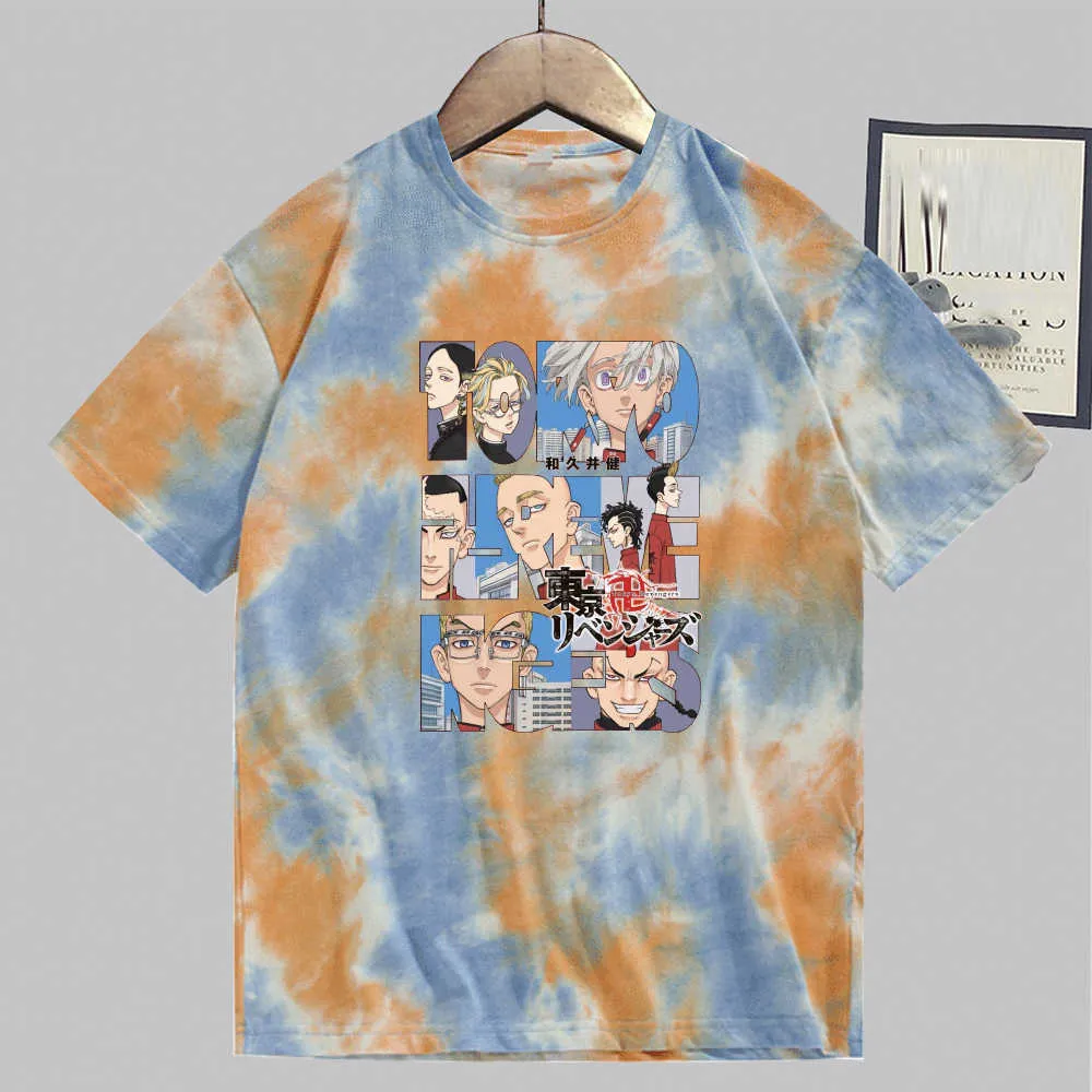 Tokyo Revengers Mode Kurzarm Rundhals Tie Dye Anime T-shirt Y0809