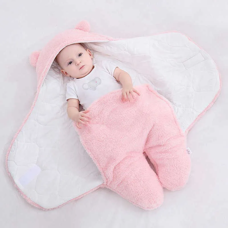 Zachte geboren baby wrap dekens slaapzak envelop voor slaapwagen 100% katoen dikker voor 0-9 maanden 211023