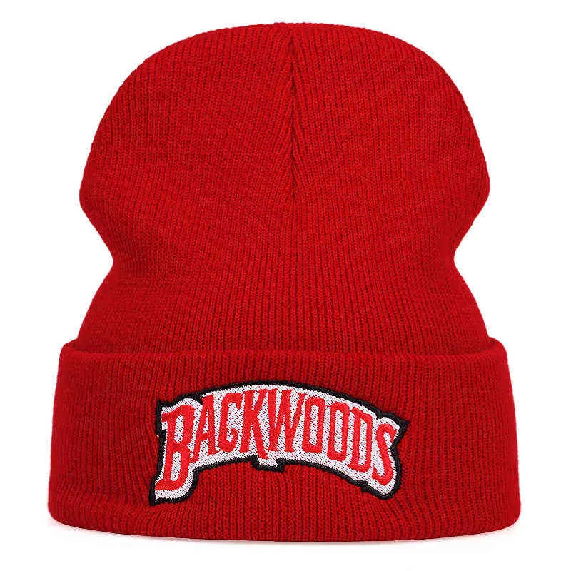 Inverno Carta Curta Bordado Backwoods Beanies Beanies Chapéus Homens Mulheres Casal Frio Tempo Quente Lã Cap Hip Chapéus Casquette Y21111