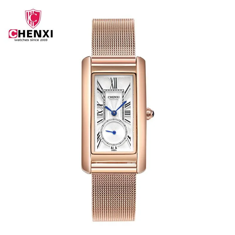 Chenxi Women Watches Luxury Square Rose Gold Siats Pass Ladies Watch Fashion Quartz do bransoletki294i