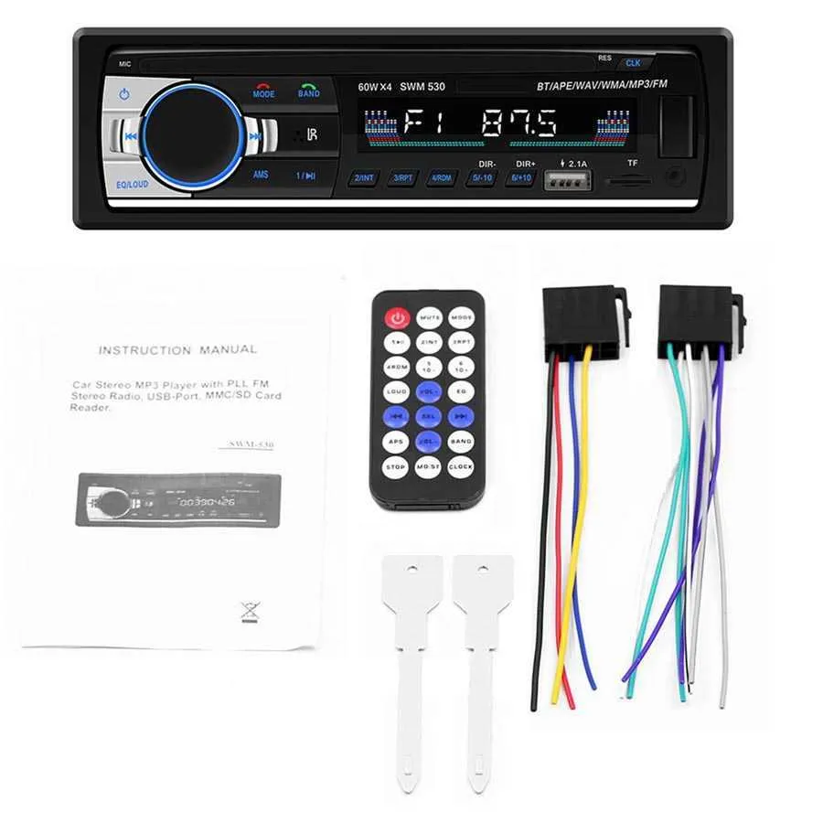 SWM-530 AUTORADIO 고화질 범용 이중 DIN LCD 자동차 오디오 스테레오 스테레오 멀티미디어 Bluetooth 4 0 MP3 Music Player FM Radio DUA254A