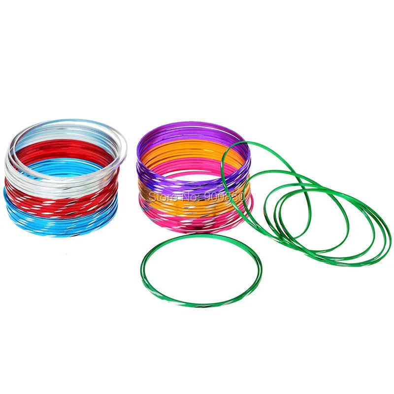 Colorful Indian Dance Bangle Aluminium Wire Bracelets for Women Ladies New Fashion Cuff Jewelry Wholesale Q0719